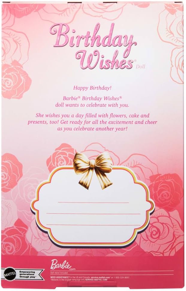 Barbie Signature Birthday Wishes Doll, Collectible Fashion Doll in Satiny, Pink Dress with Wavy Brown Hair and Giftable Packaging