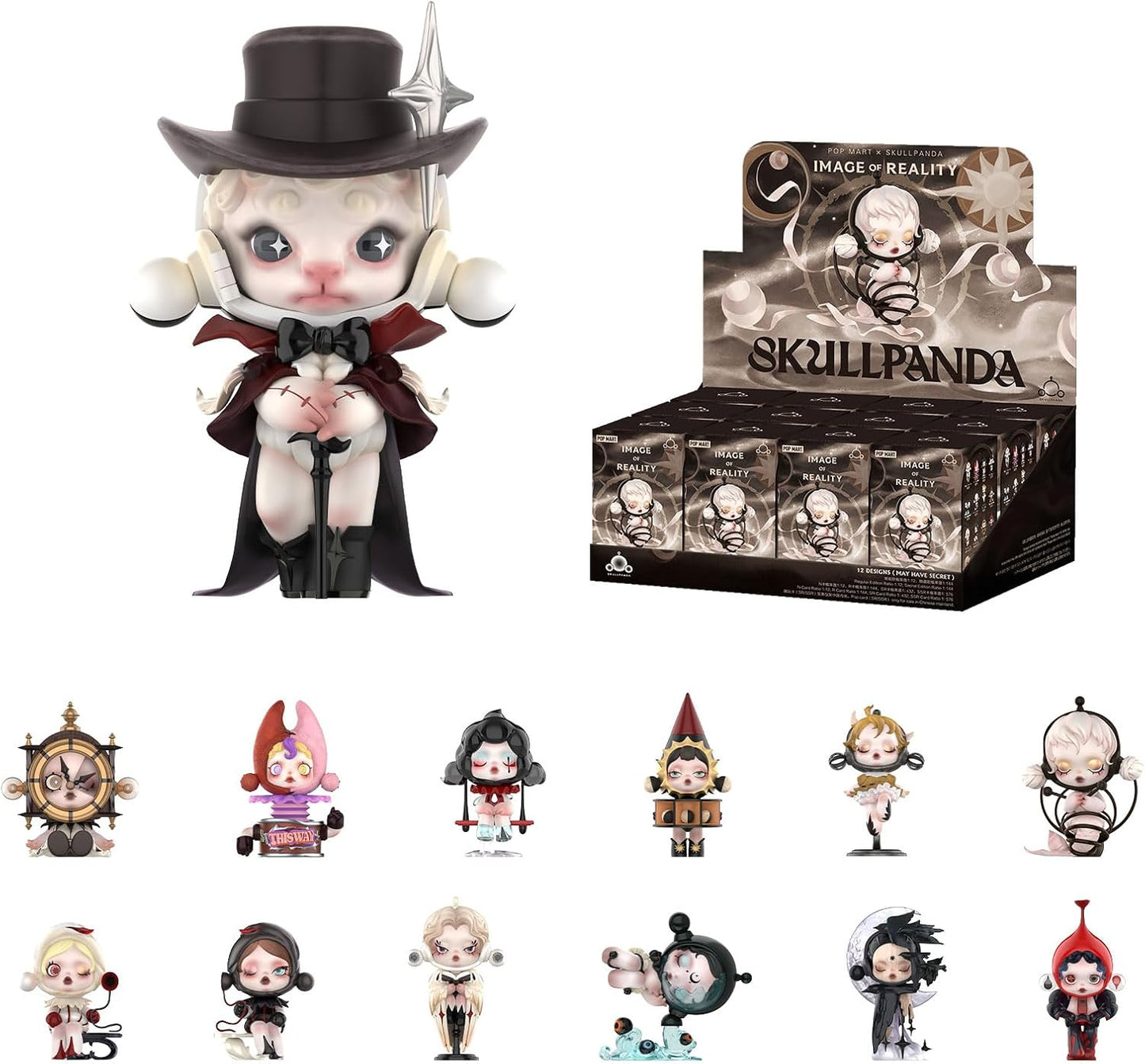 POP MART SKULLPANDA Image of Reality Series Figures, SKULLPANDA Blind Box Figures, Random Design Action Figures Collectible Toys Home Decorations, Holiday Birthday Gifts for Girls and Boys, Single Box