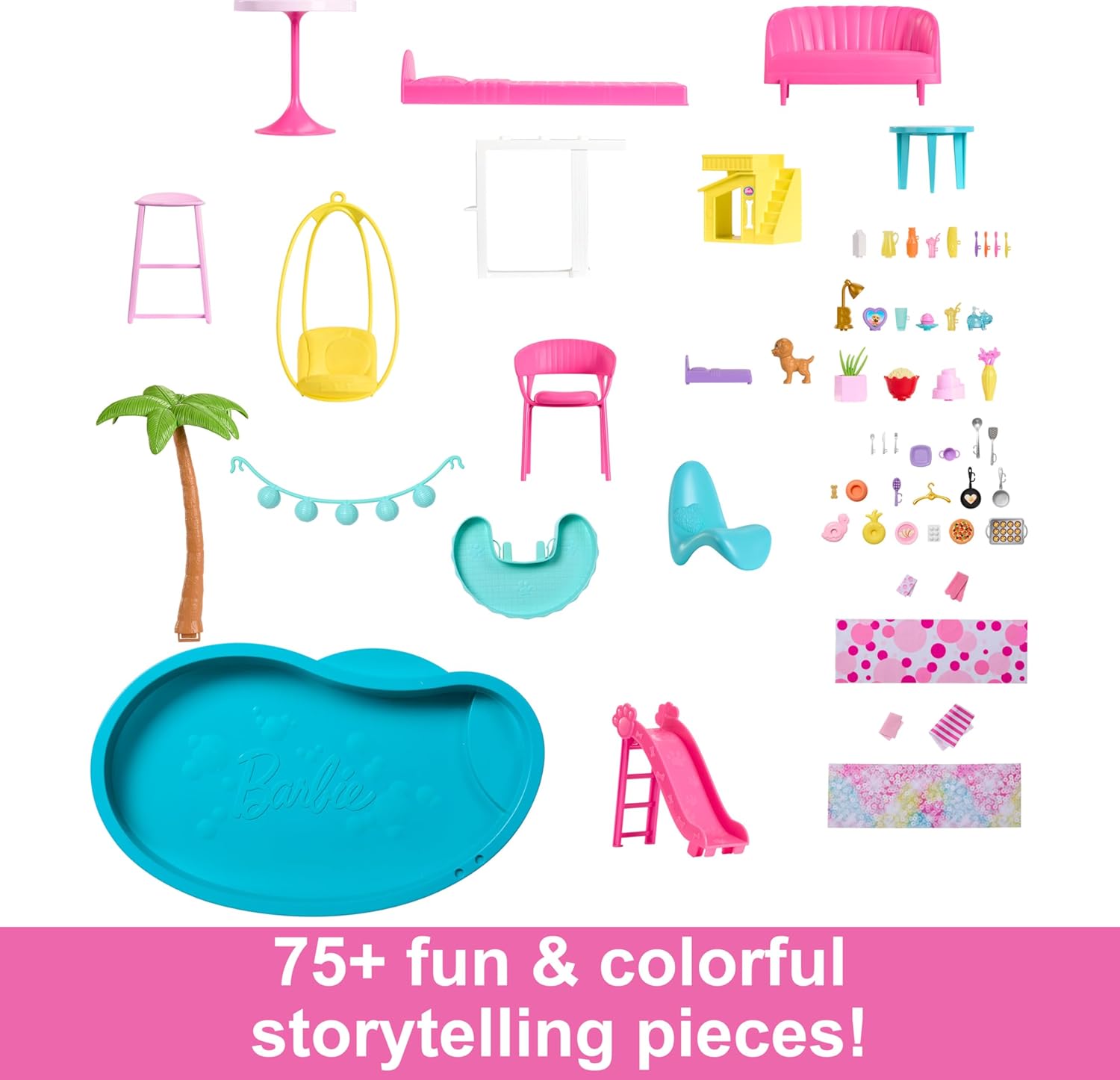 Barbie Dreamhouse, Doll House Playset with 75+ Pieces Including Toy Furniture & 3-Story Pool Slide, Pet Elevator & Puppy Play Areas