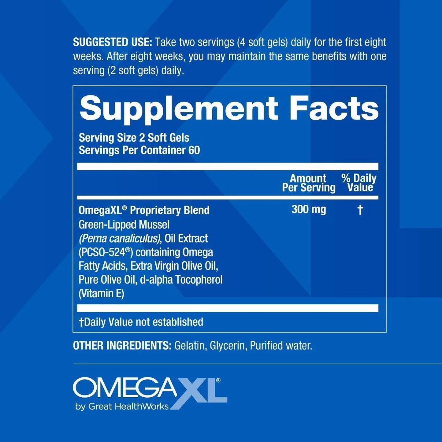 OmegaXL Joint Support Supplement -  Green Lipped Mussel Oil, Soft Gel Pills, 120 Count