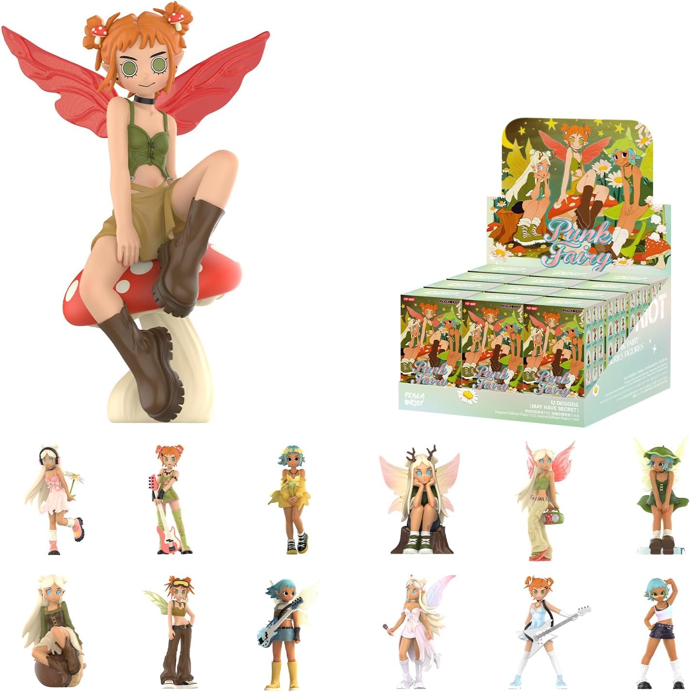 POP MART Peach Riot Punk Fairy Series Figures, Peach Riot Blind Box Figures, Random Design Action Figures Collectible Toys Home Decorations, Holiday Birthday Gifts for Girls and Boys, Single Box