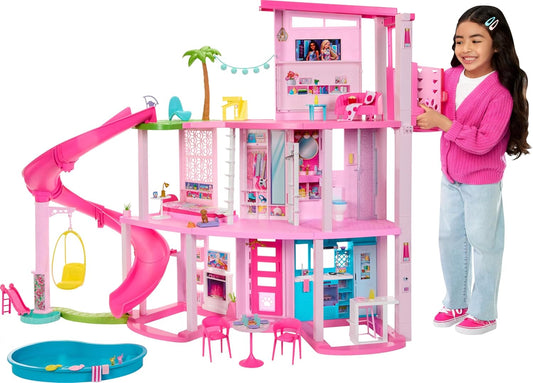 Barbie Dreamhouse, Doll House Playset with 75+ Pieces Including Toy Furniture & 3-Story Pool Slide, Pet Elevator & Puppy Play Areas
