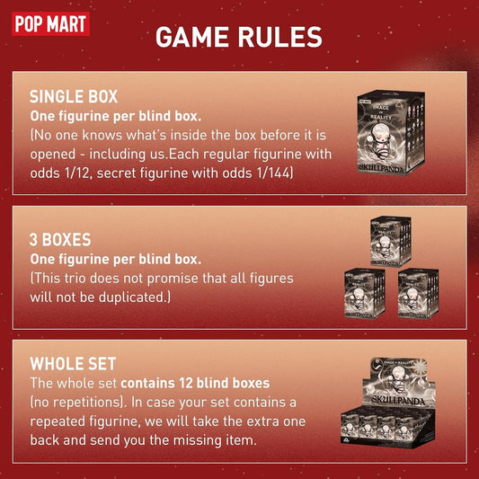 POP MART SKULLPANDA Image of Reality Series Figures, SKULLPANDA Blind Box Figures, Random Design Action Figures Collectible Toys Home Decorations, Holiday Birthday Gifts for Girls and Boys, Single Box