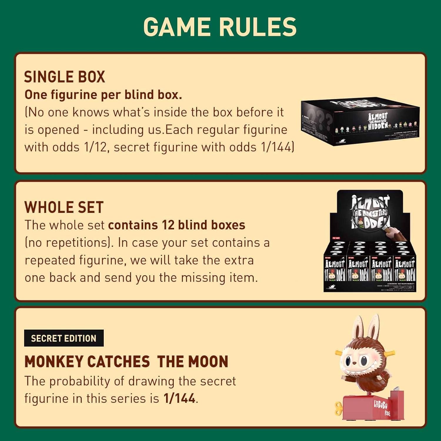 the Monsters Almost Hidden Series Blind Box Figures, Random Design Mystery Toys for Modern Home Decor, Collectible Toy Set for Desk Accessories, Whole Set