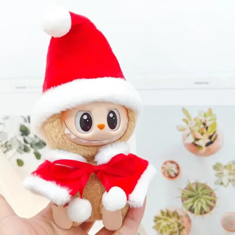 Labubu Doll Clothes Outfit Set for Mini Labubu Idol V1 V2 Christmas Cookie Man Sweater Hat Scarf New Year Party Costume Gift
