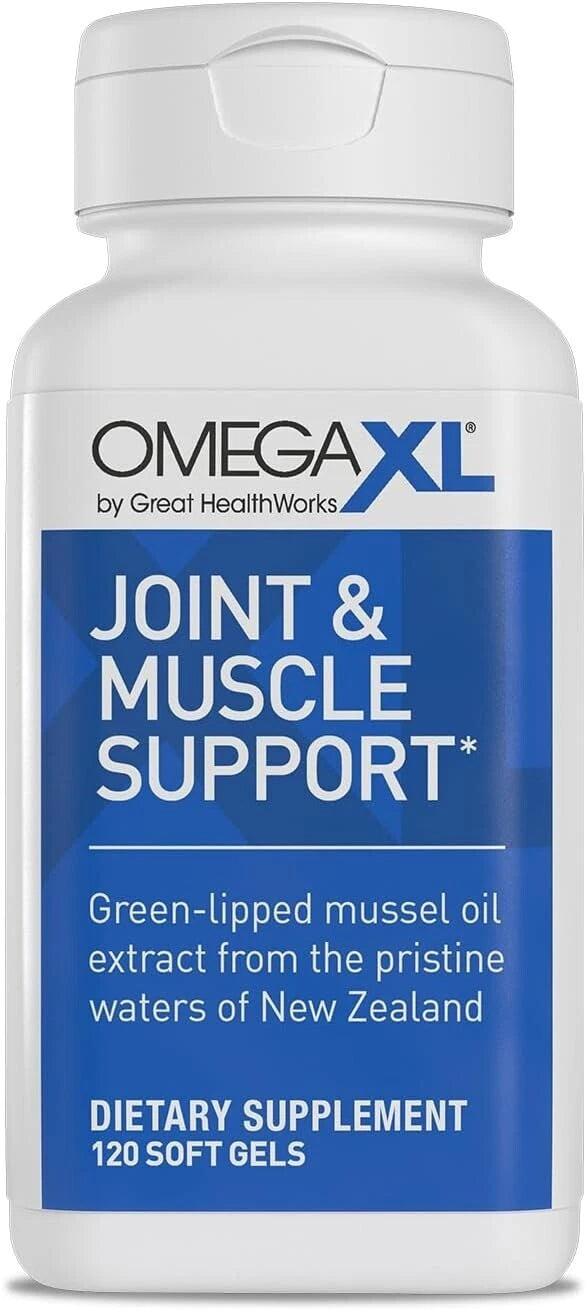 OmegaXL Joint Support Supplement -  Green Lipped Mussel Oil, Soft Gel Pills, 120 Count